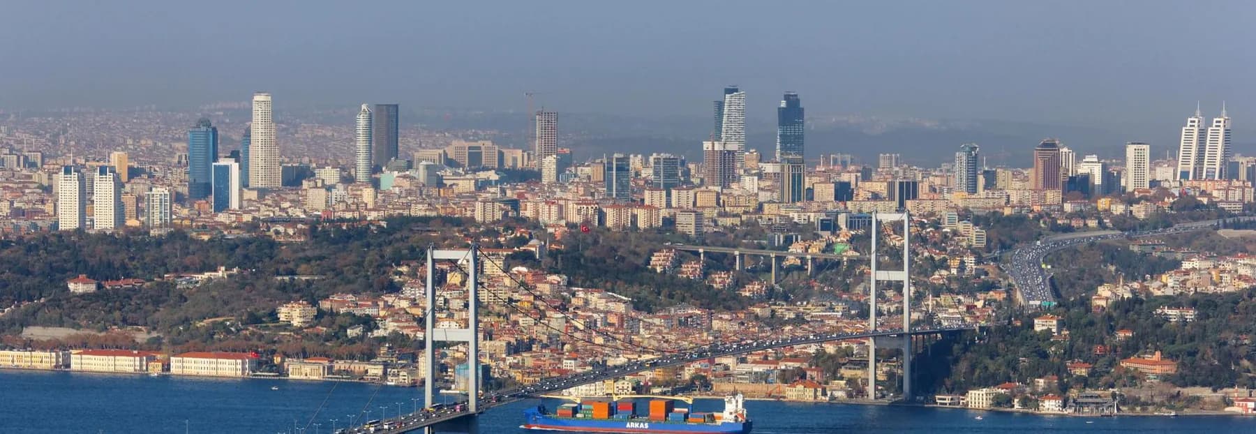 Istanbul skyline with the Bosphorus bridges